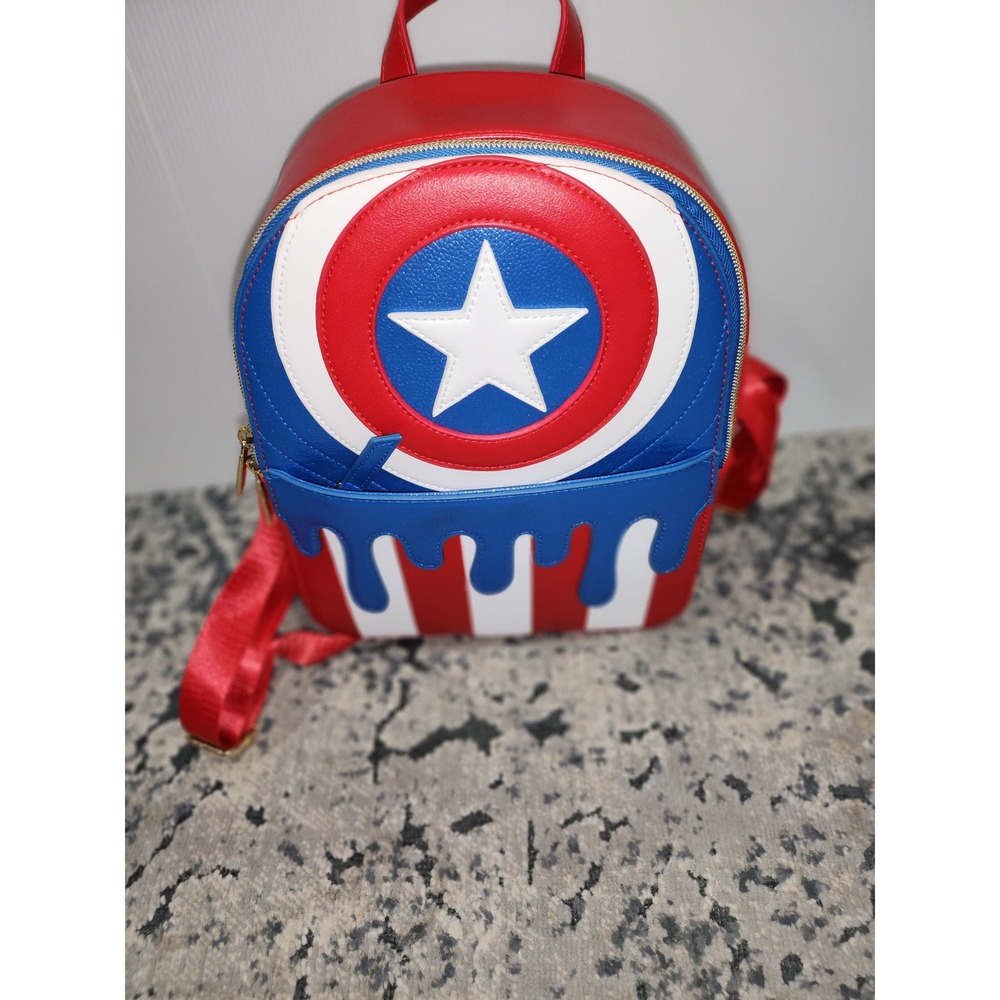 Danielle Nicole Marvel Captain America Shield Mini Backpack Red Blue Drip Bag